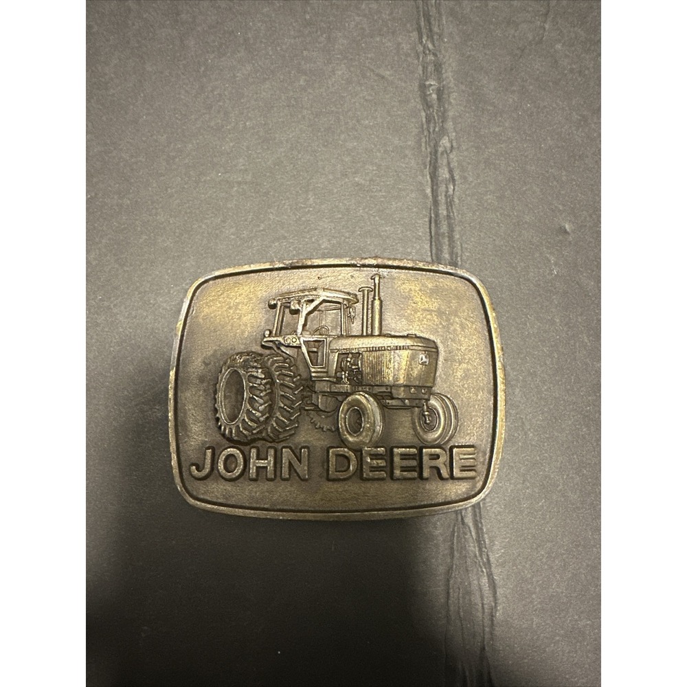 Vintage John Deere 4840 Dual Tractor Brass Belt Buckle 1977 John Deere & Co.